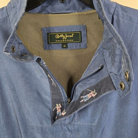VTG Bobby Jones 1/4 Zip Snap Button Closure Silk Pullover Lightweight Jacket M - Picture 4 of 8